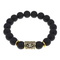 Браслет с руной Дагаз и синт. камнем Шунгит BSRF-03-24