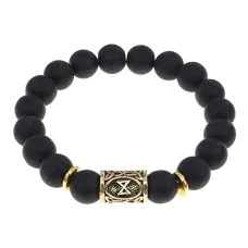 Браслет с руной Дагаз и синт. камнем Шунгит BSRF-03-24