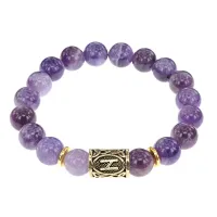 Браслет с руной Хагалаз и нат.камнем Аметист BSRF-04-03