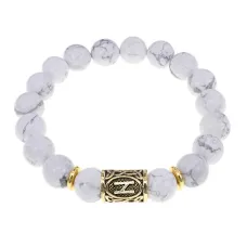 Браслет с руной Хагалаз и нат.камнем Кахолонг BSRF-04-07