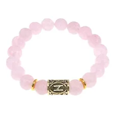 Браслет с руной Хагалаз и нат.камнем Розовый кварц BSRF-04-15