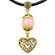 Амулет На счастье в любви (сердце) с натуральным камнем розовый кварц, цвет золот. MKA017-1