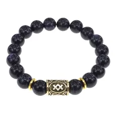 Браслет с руной Ингуз и синт. камнем Синий авантюрин BSRF-05-02