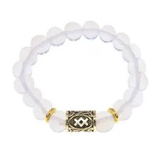 Браслет с руной Ингуз и синт.камнем Лунный камень BSRF-05-11