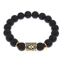 Браслет с руной Ингуз и синт.камнем Шунгит BSRF-05-24