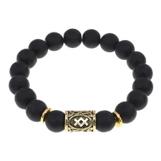 Браслет с руной Ингуз и синт.камнем Шунгит BSRF-05-24