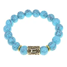 Браслет с руной Эваз и синт.камнем Бирюза BSRF-06-05