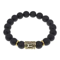 Браслет с руной Эваз и нат.камнем Лава BSRF-06-09