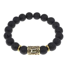 Браслет с руной Эваз и нат.камнем Лава BSRF-06-09