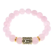 Браслет с руной Эваз и нат. камнем Розовый кварц BSRF-06-15