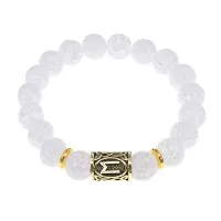 Браслет с руной Эваз и синт. камнем Сахарный кварц BSRF-06-16