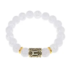 Браслет с руной Эваз и синт. камнем Сахарный кварц BSRF-06-16