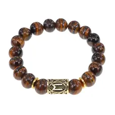 Браслет с руной Эваз и нат.камнем Тигровый глаз BSRF-06-19