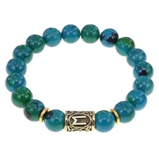 Браслет с руной Эваз и синт.камнем Хризоколла BSRF-06-21