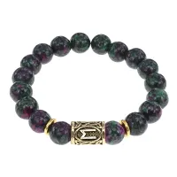 Браслет с руной Эваз и синт.камнем Цоизит BSRF-06-22