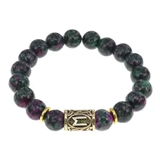 Браслет с руной Эваз и синт.камнем Цоизит BSRF-06-22