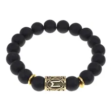 Браслет с руной Эваз и синт. камнем Шунгит BSRF-06-24
