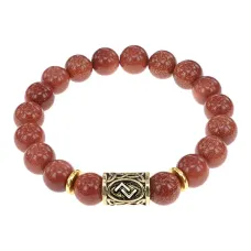 Браслет с руной Йера и синт. камнем Коричневый авантюрин BSRF-07-01