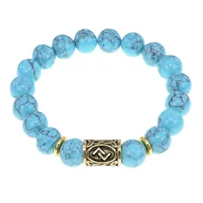 Браслет с руной Йера и синт. камнем Бирюза BSRF-07-05
