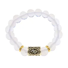 Браслет с руной Йера и синт. камнем Лунный камень BSRF-07-11