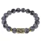 Браслет с руной Йера и нат.камнем Снежный обсидиан BSRF-07-14