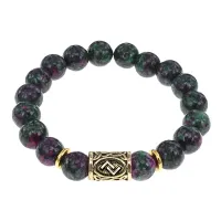 Браслет с руной Йера и синт. камнем Цоизит BSRF-07-22