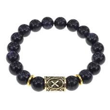Браслет с руной Гебо и синт. камнем Синий авантюрин BSRF-08-02