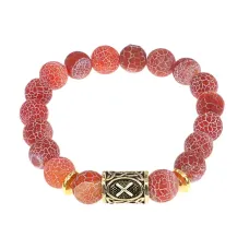 Браслет с руной Гебо и нат.камнем Африканский агат BSRF-08-04