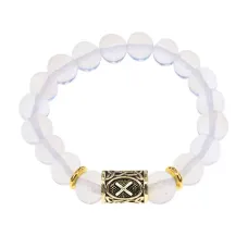Браслет с руной Гебо и синт.камнем Лунный камень BSRF-08-11