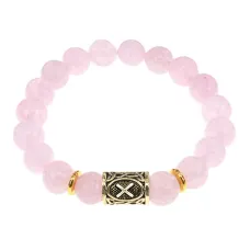 Браслет с руной Гебо и нат.камнем Розовый кварц BSRF-08-15
