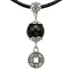 Амулет Монетка на богатство с натуральным камнем черный агат, цвет серебр. MKA025-2