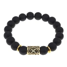 Браслет с руной Гебо и синт. камнем Шунгит BSRF-08-24