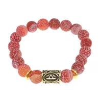 Браслет с руной Турисаз и нат.камнем Африканский агат BSRF-09-04