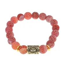 Браслет с руной Турисаз и нат.камнем Африканский агат BSRF-09-04