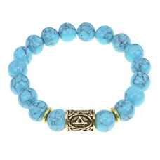 Браслет с руной Турисаз и синт. камнем Бирюза BSRF-09-05