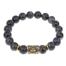 Браслет с руной Турисаз и нат.камнем Лабрадор BSRF-09-08