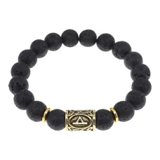 Браслет с руной Турисаз и нат.камнем Лава BSRF-09-09