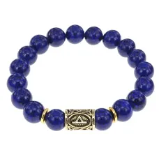 Браслет с руной Турисаз и нат.камнем Лазурит BSRF-09-10
