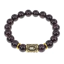 Браслет с руной Райдо и нат. камнем Гранат BSRF-10-06