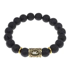 Браслет с руной Райдо и нат.камнем Лава BSRF-10-09