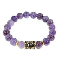 Браслет с руной Лагуз и нат.камнем Аметист BSRF-11-03