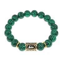 Браслет с руной Лагуз и синт. камнем Малахит BSRF-11-12