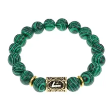 Браслет с руной Лагуз и синт. камнем Малахит BSRF-11-12