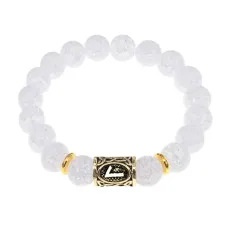 Браслет с руной Лагуз и синт.камнем Сахарный кварц BSRF-11-16