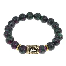 Браслет с руной Лагуз и синт. камнем Цоизит BSRF-11-22