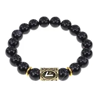 Браслет с руной Лагуз и нат.камнем Черный агат BSRF-11-23