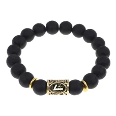 Браслет с руной Лагуз и синтетическим камнем Шунгит BSRF-11-24