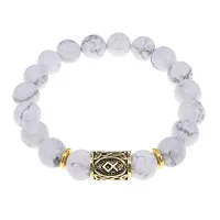 Браслет с руной Одал и нат.камнем Кахолонг BSRF-12-07