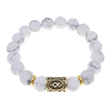 Браслет с руной Одал и нат.камнем Кахолонг BSRF-12-07