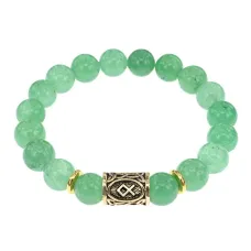 Браслет с руной Одал и нат. камнем Нефрит BSRF-12-13